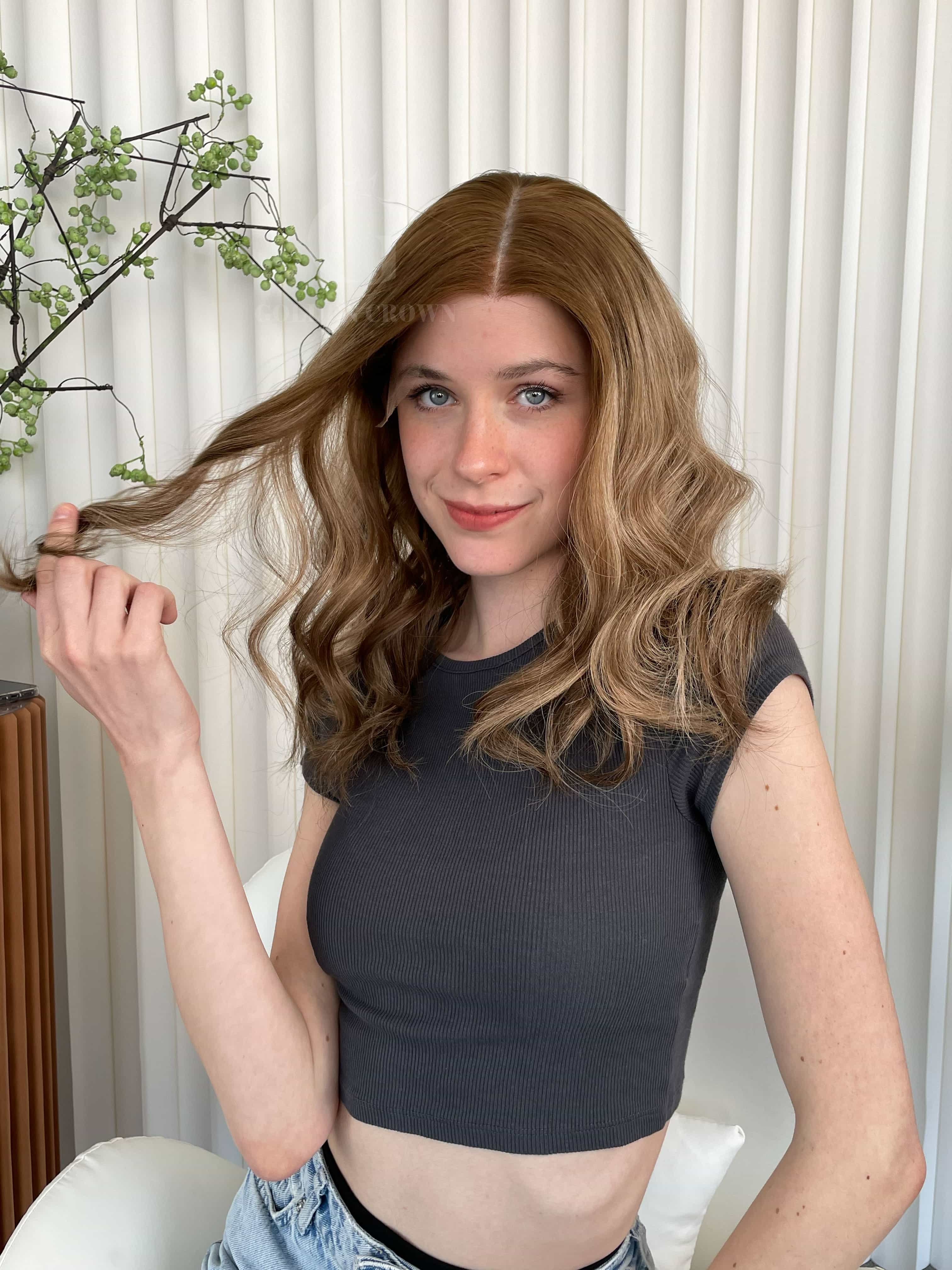 Olivia Lace Top Base 100% Human Hair Wigs Front View GoldenCrownWigs.com